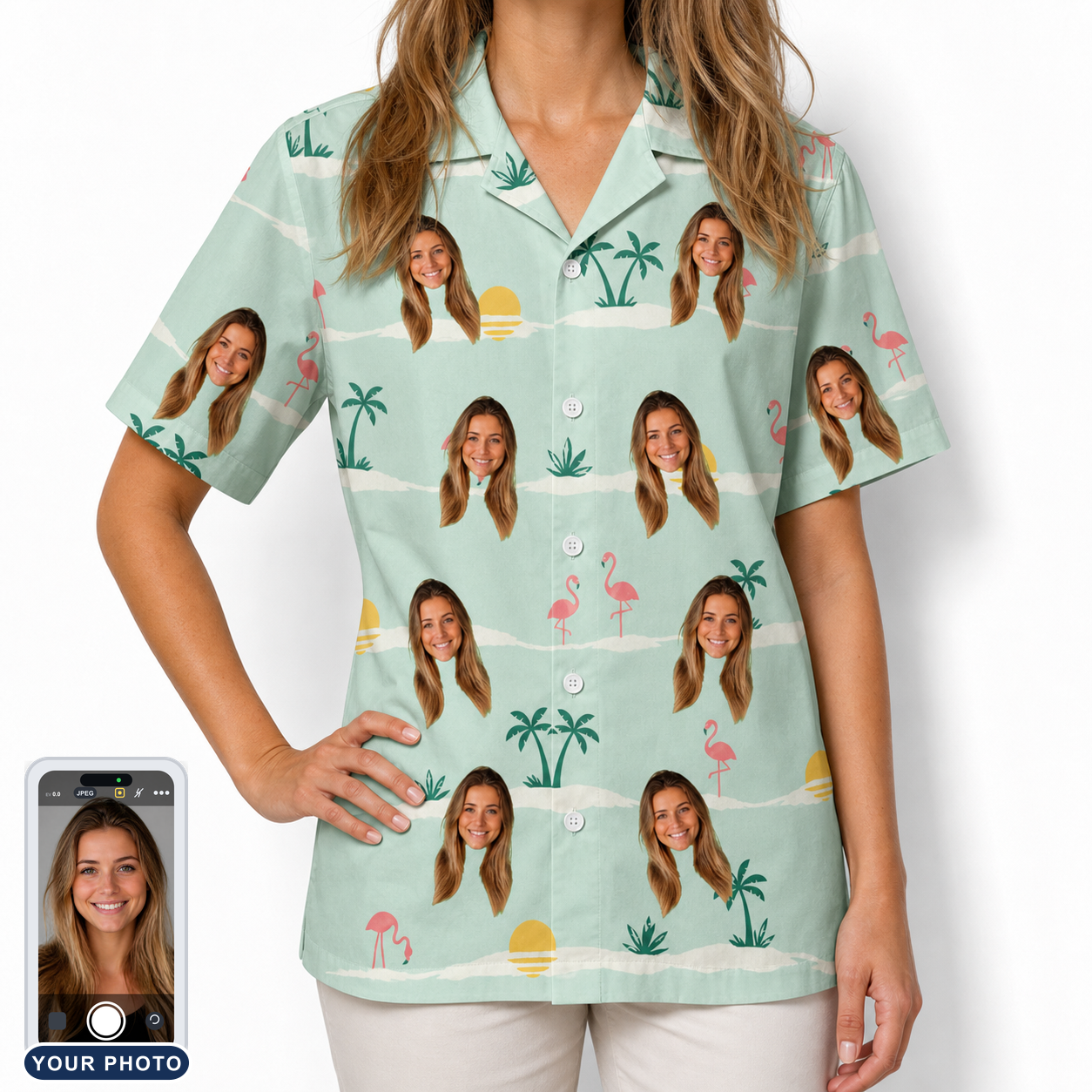 Women's Roseate Runners Custom Face Hawaiian Shirt
