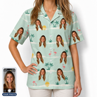 Women's Roseate Runners Custom Face Hawaiian Shirt