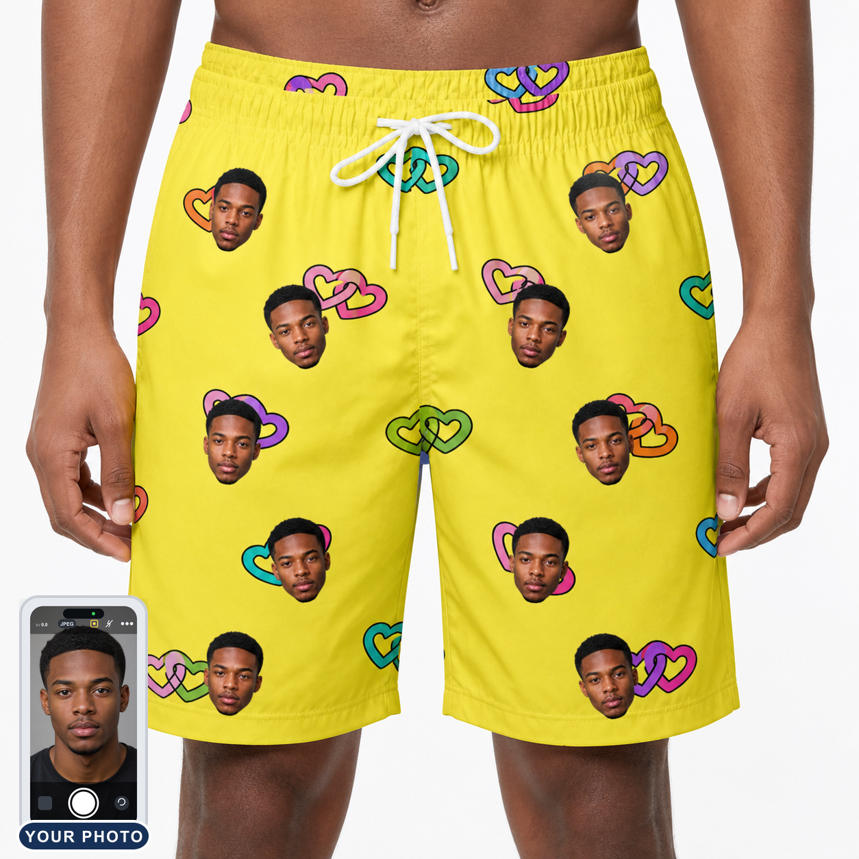 Men's Entwined Escapade Custom Face Beach Shorts