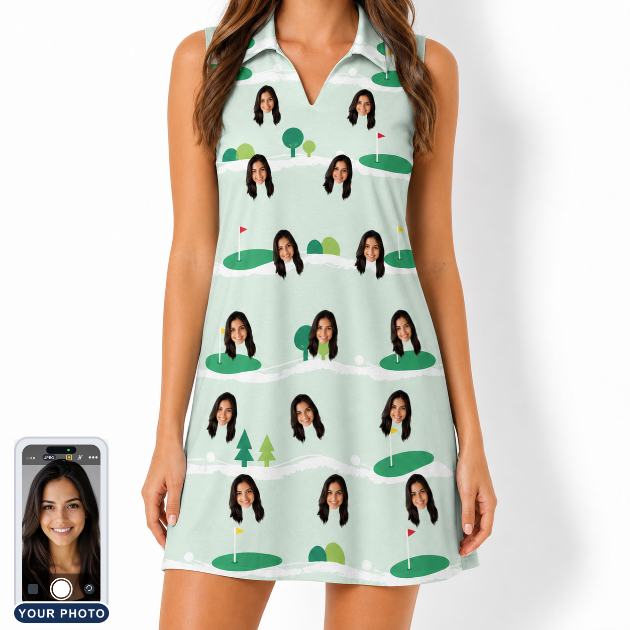 Women's Hole Hilarity Custom Face V-Neck Dress