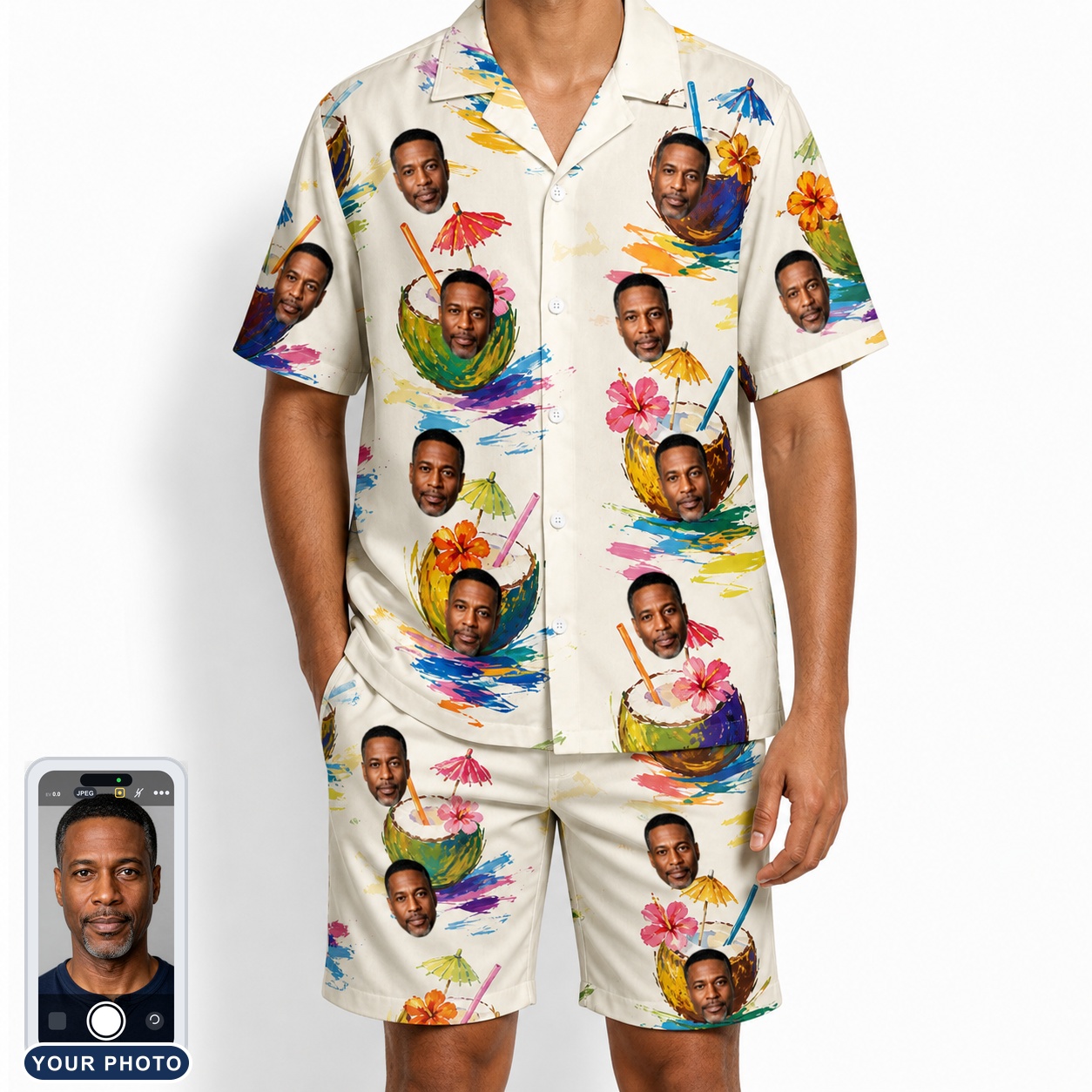 Men's Sundown Swizzles Custom Face Shirt & Shorts Set