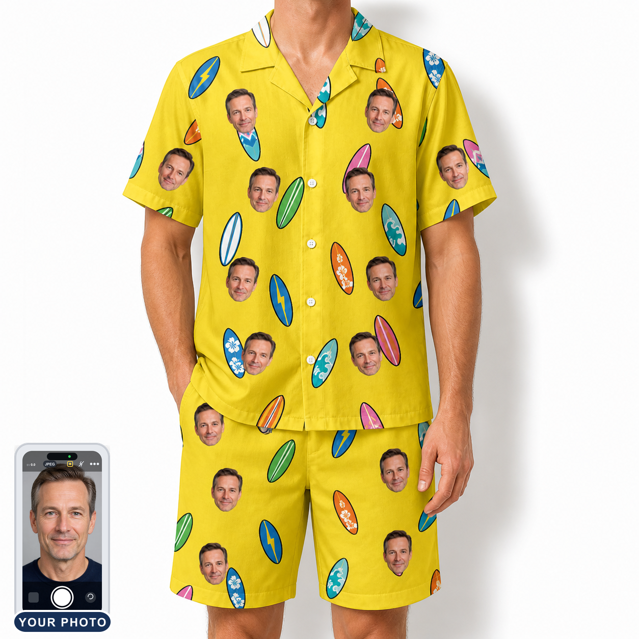 Men's Board Buddies Custom Face Shirt & Shorts Set
