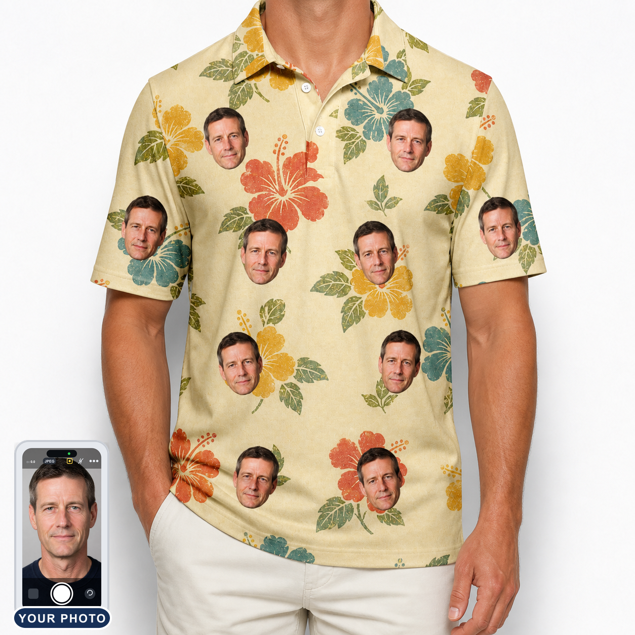 Men's Atomic Atoll Custom Face Polo Shirt