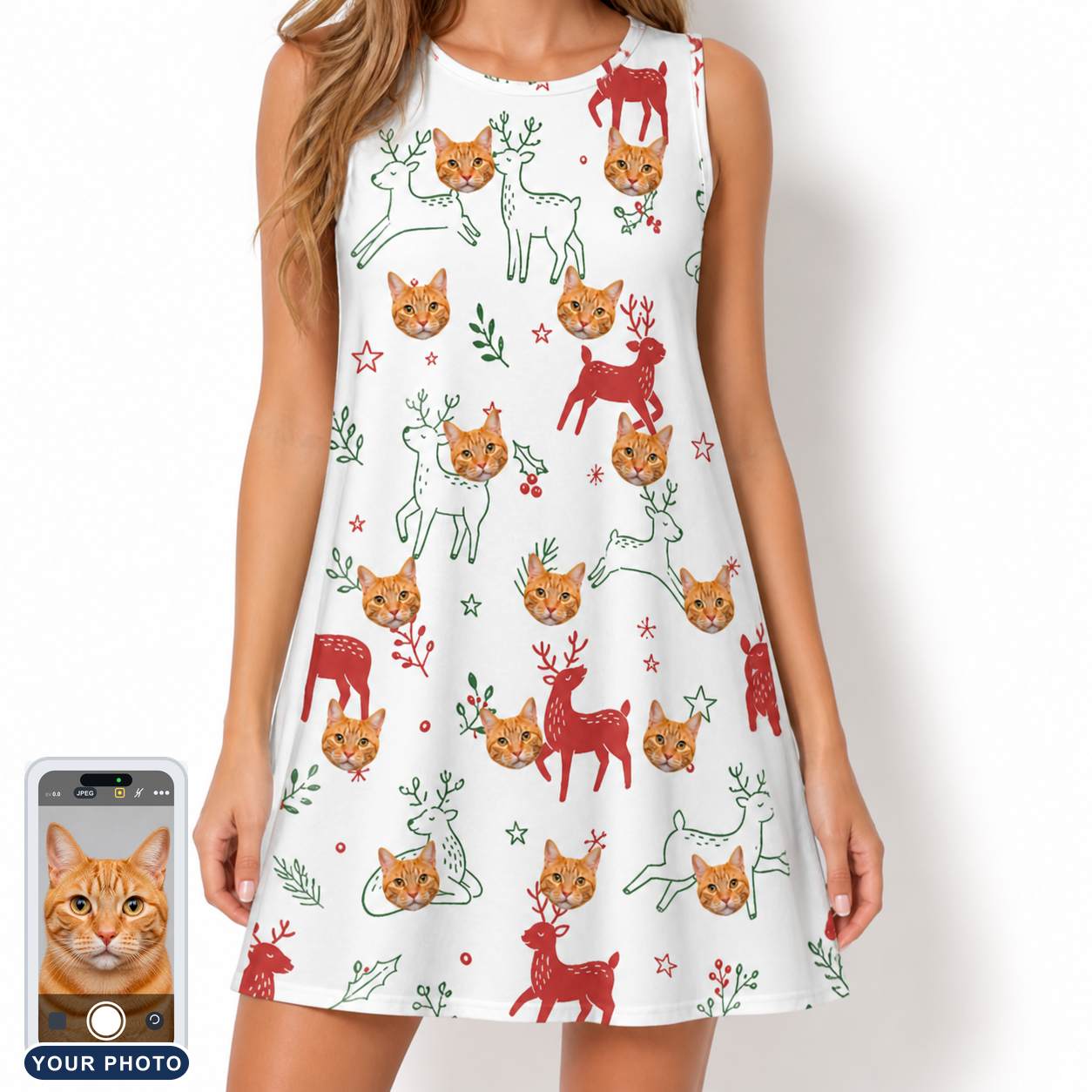 Women's Rudolph Ruckus Custom Cat Face Tank Dress