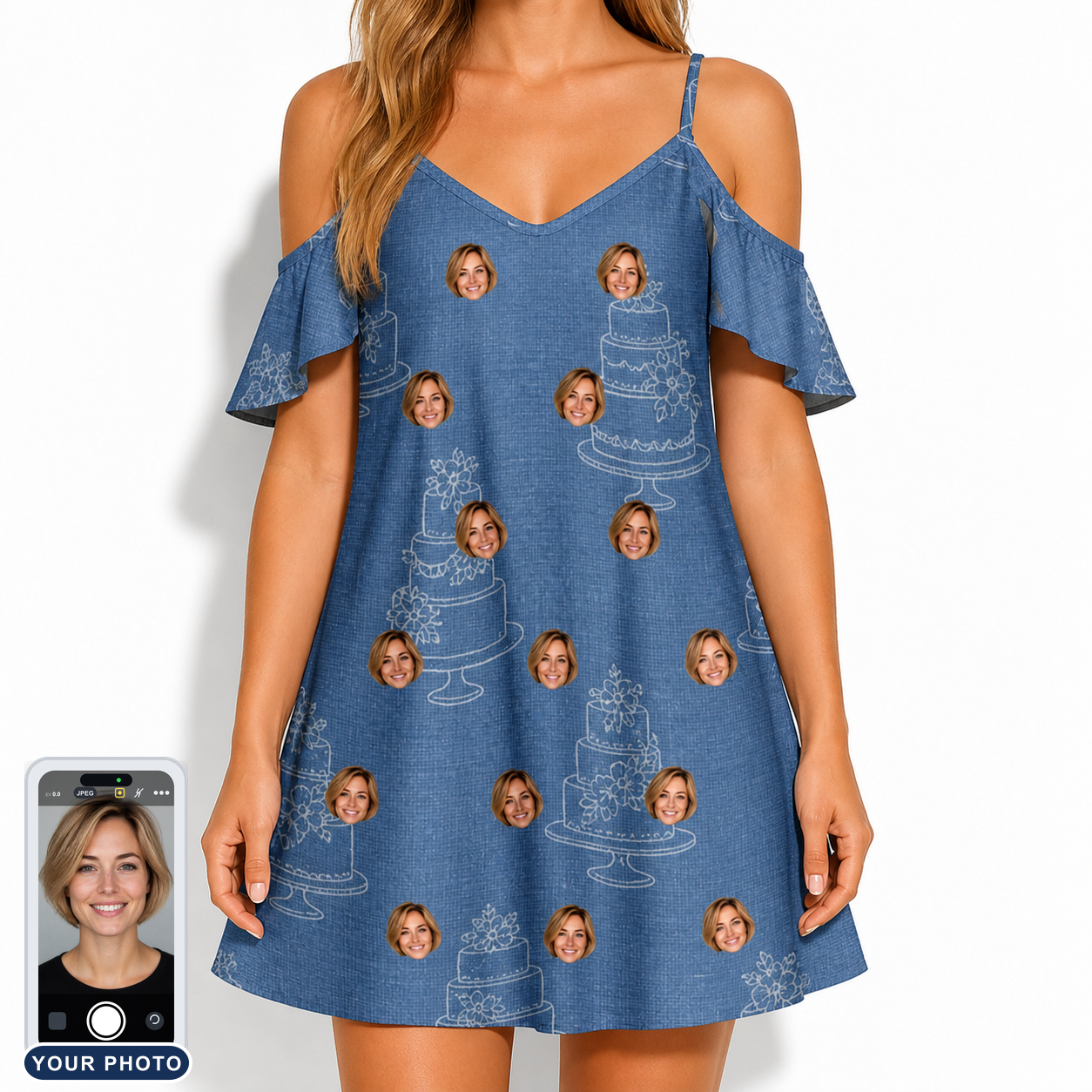 Women's Fondant Foam Custom Face Off-Shoulder Dress