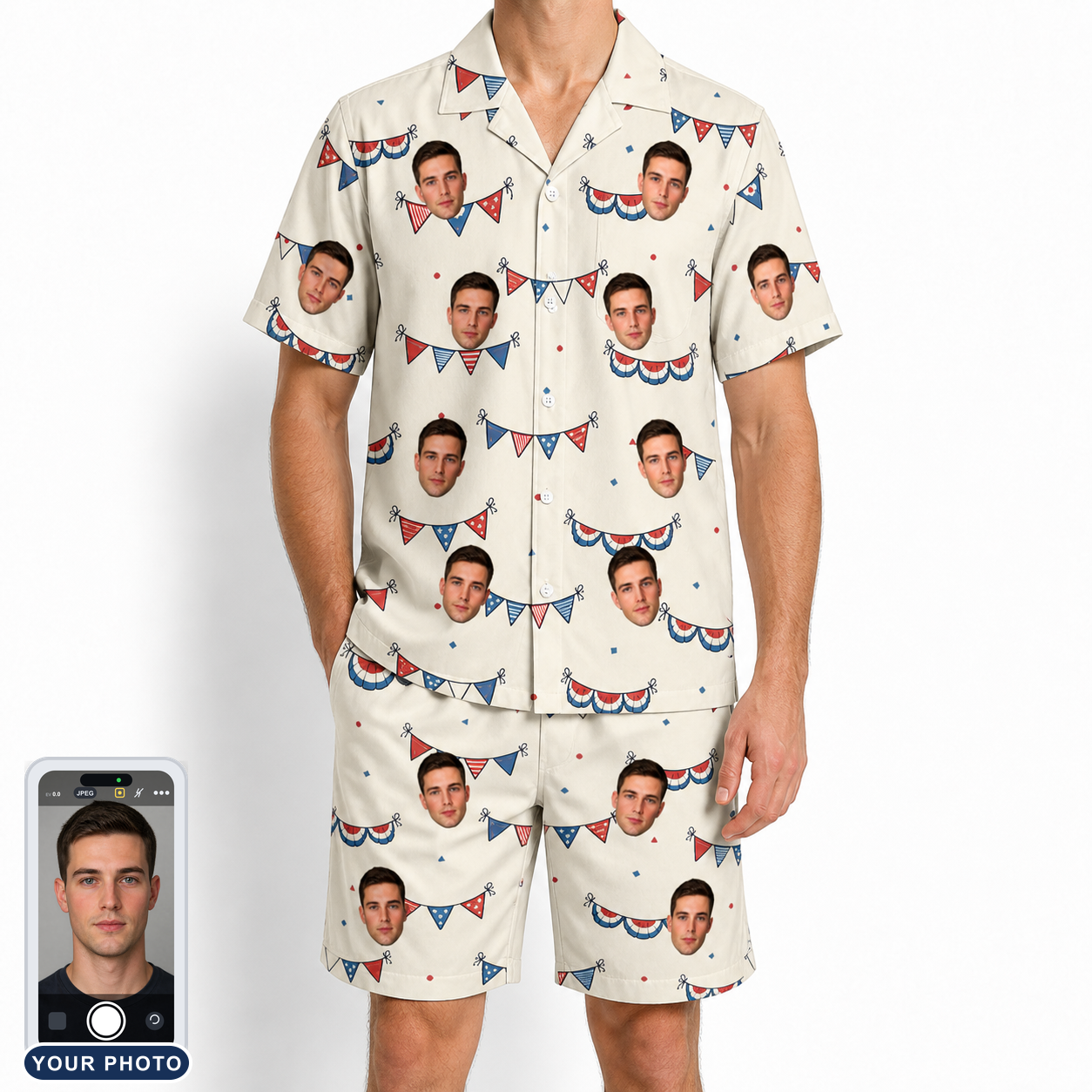 Men's Americana Arc Custom Face Shirt & Shorts Set