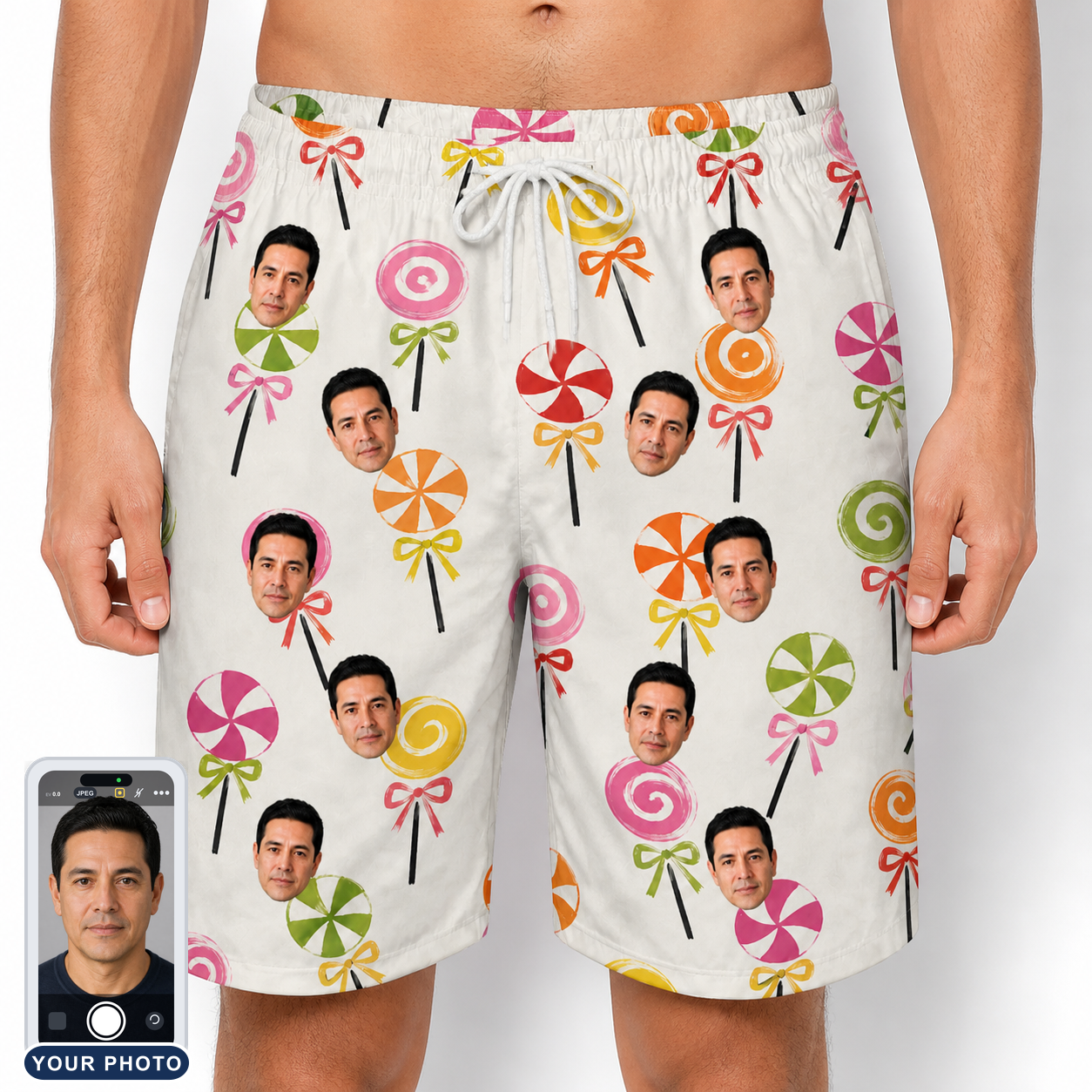 Men's Lolli Jubilee Custom Face Beach Shorts