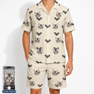 Men's Winged Whispers Custom Cat Face Shirt & Shorts Set