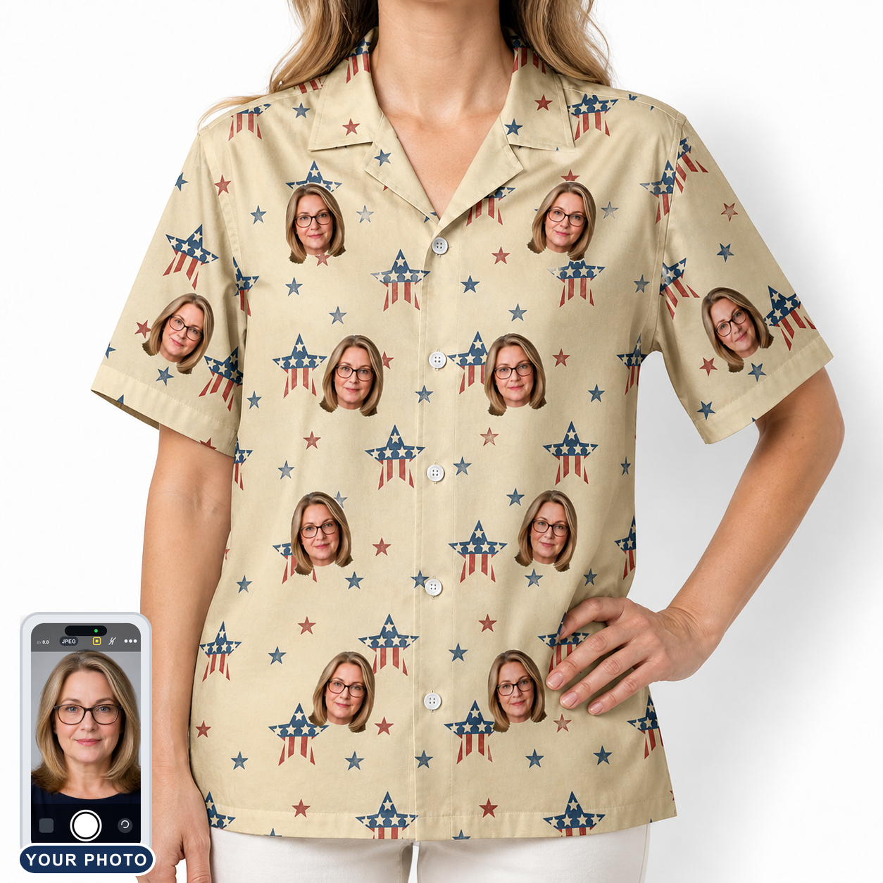 Women's Flag Fandango Custom Face Hawaiian Shirt