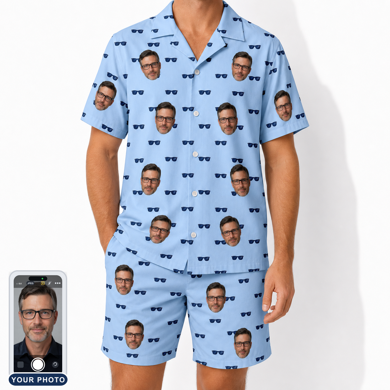 Men's Flirt Filters Custom Face Shirt & Shorts Set