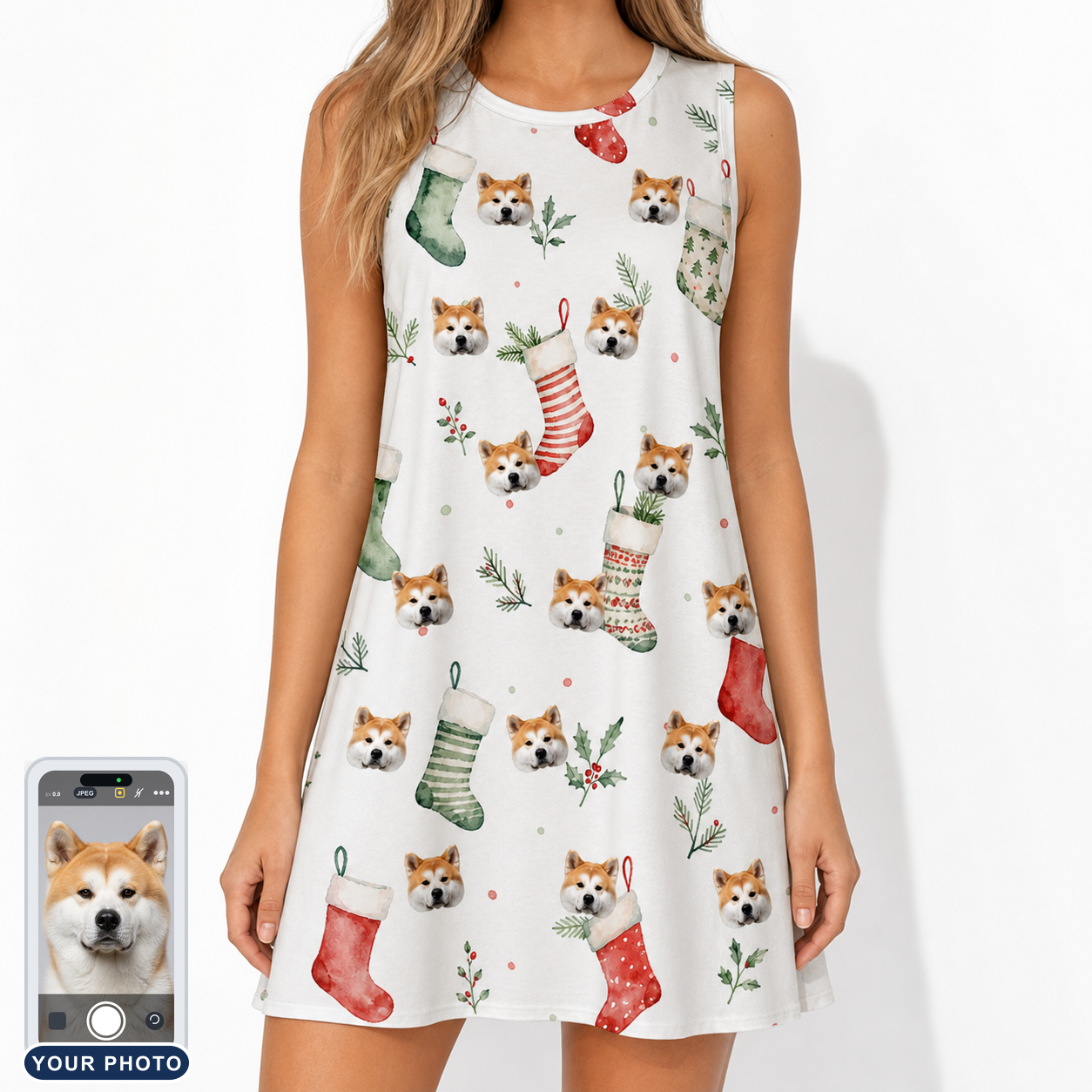 Women's Hearth Hangers Custom Dog Face Tank Dress