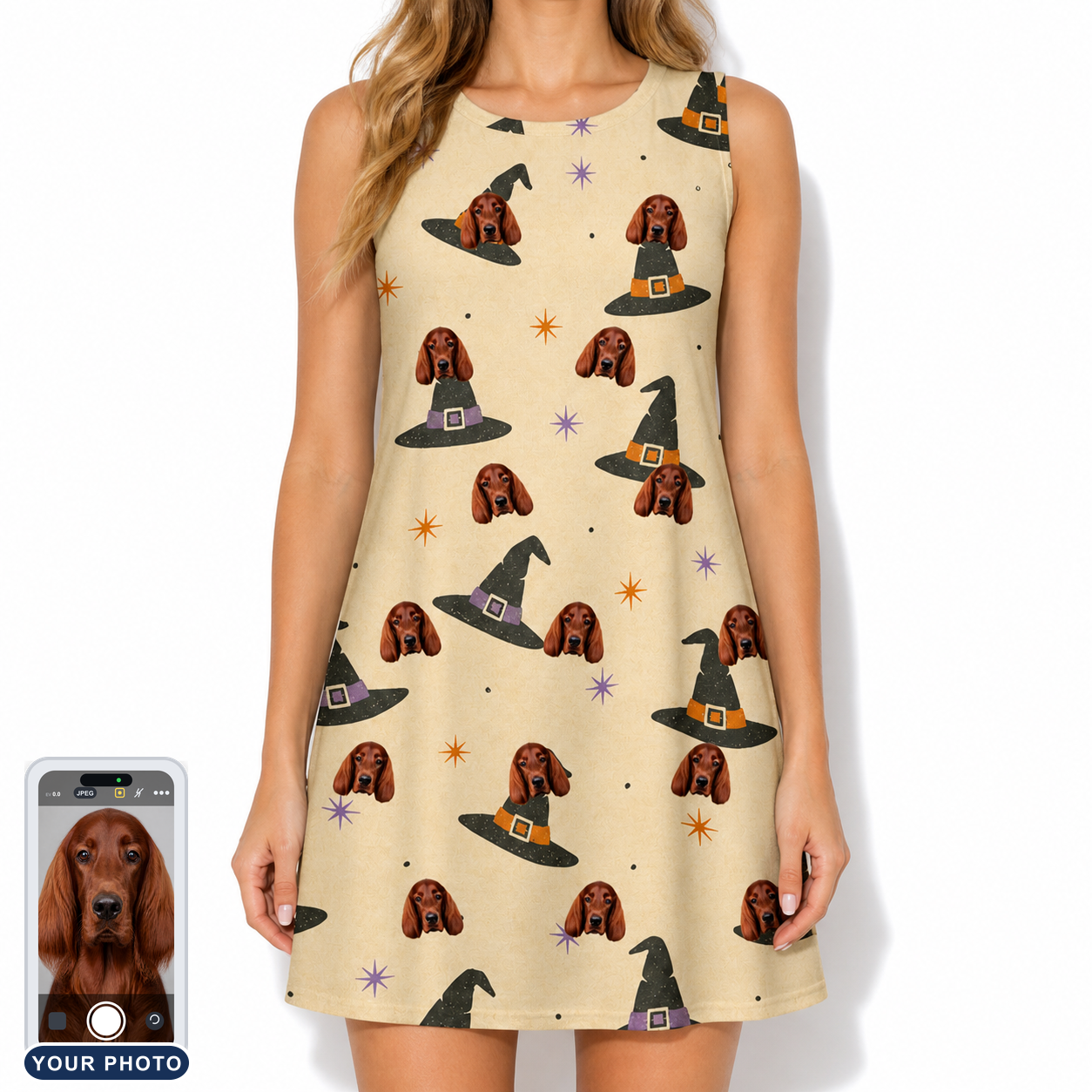 Women's Spellbound Spires Custom Dog Face Tank Dress
