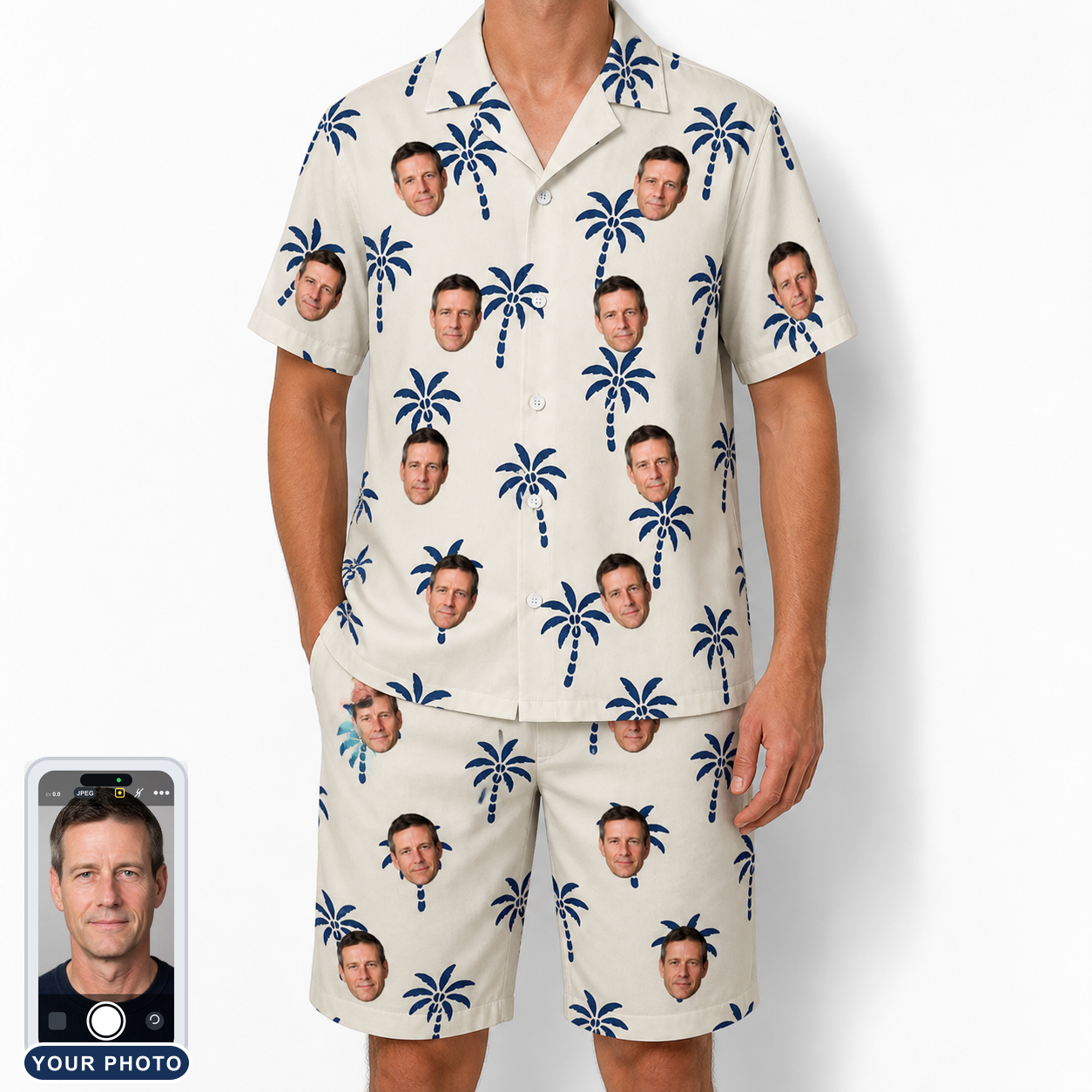 Men's Technicolor Tropics Custom Face Shirt & Shorts Set