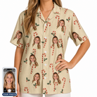 Women's Minty Mistletoe Custom Face Hawaiian Shirt