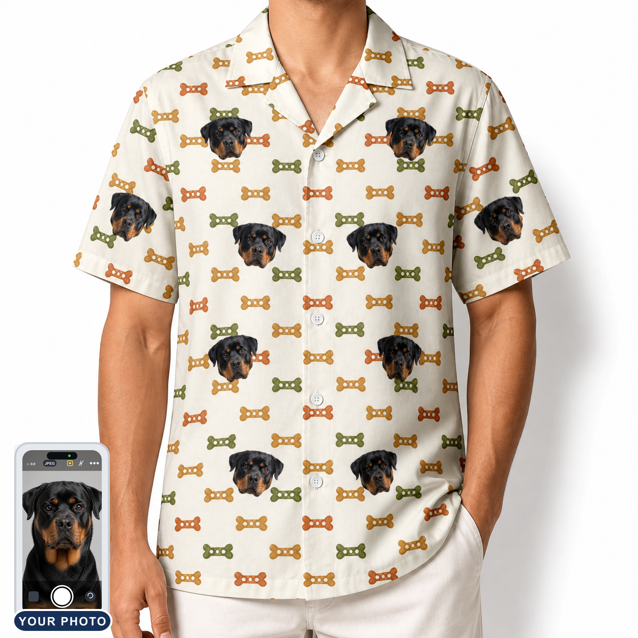 Men's Snout Sweets Custom Dog Face Hawaiian Shirt