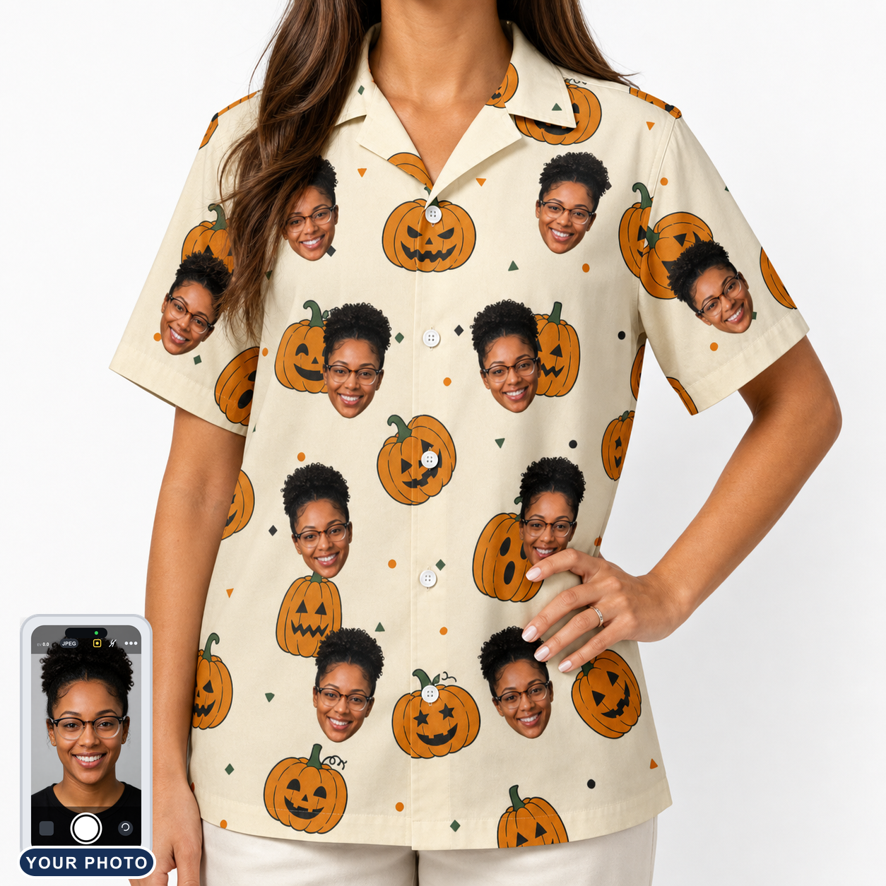 Women's Ember Eyes Custom Face Hawaiian Shirt
