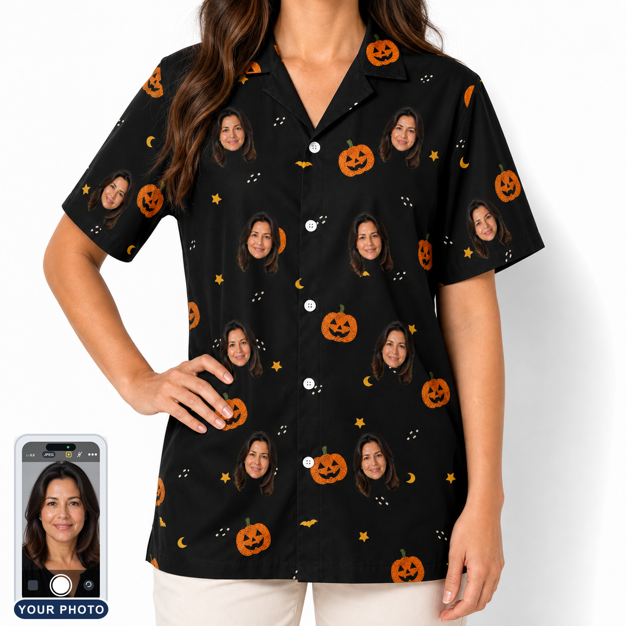Women's Cackle Carvings Custom Face Hawaiian Shirt