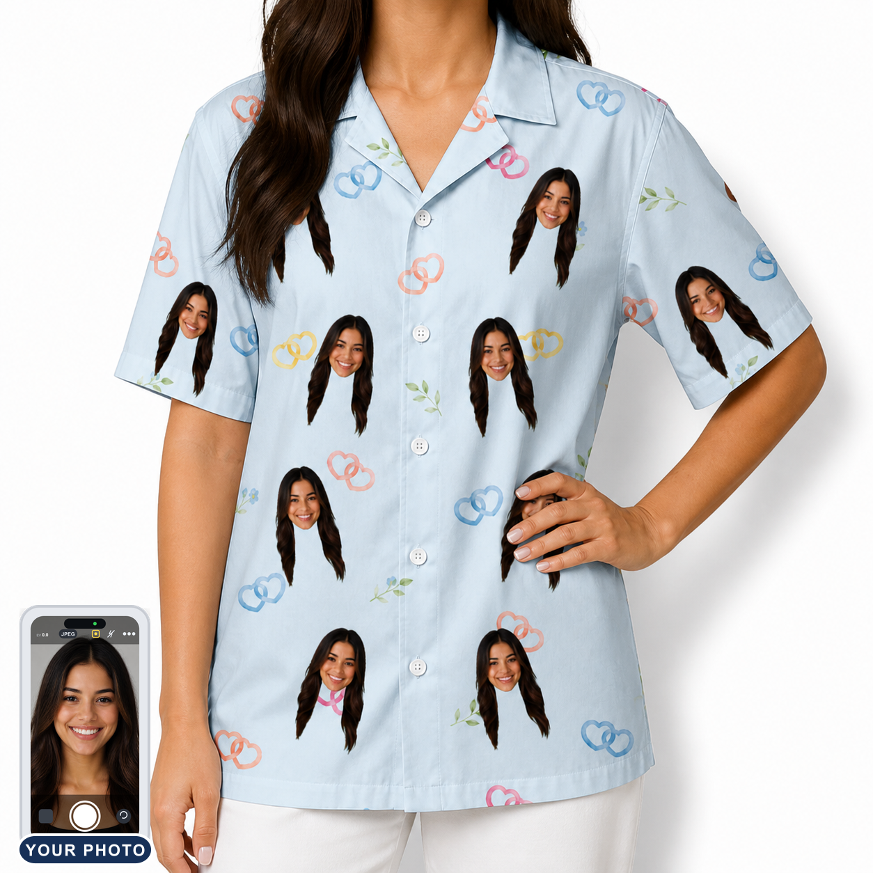 Women's Heart Hitch Custom Face Hawaiian Shirt