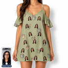 Women's Marshmallow Mugs Custom Face Off-Shoulder Dress