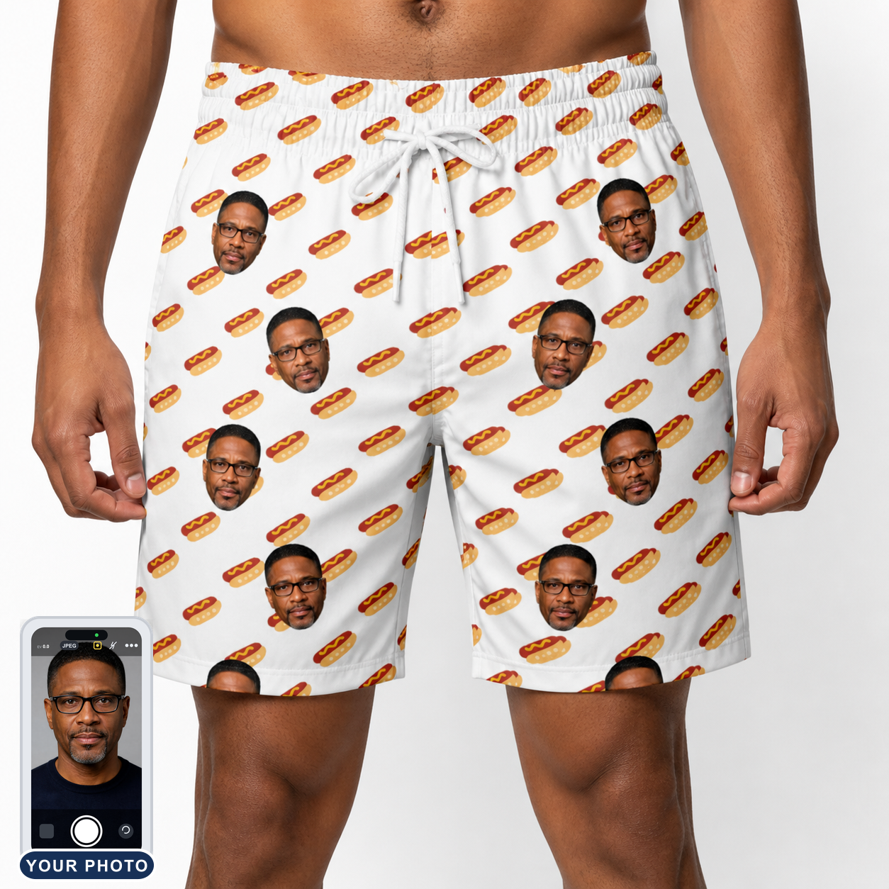 Men's Frank Feast Custom Face Beach Shorts