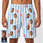 Men's Tri-Color Tumble Custom Face Beach Shorts
