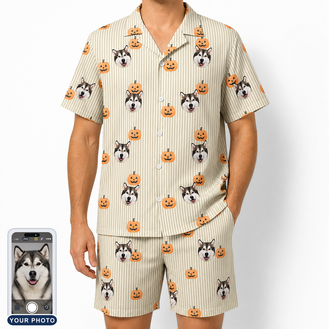 Men's Fiery Fiends Custom Dog Face Shirt & Shorts Set