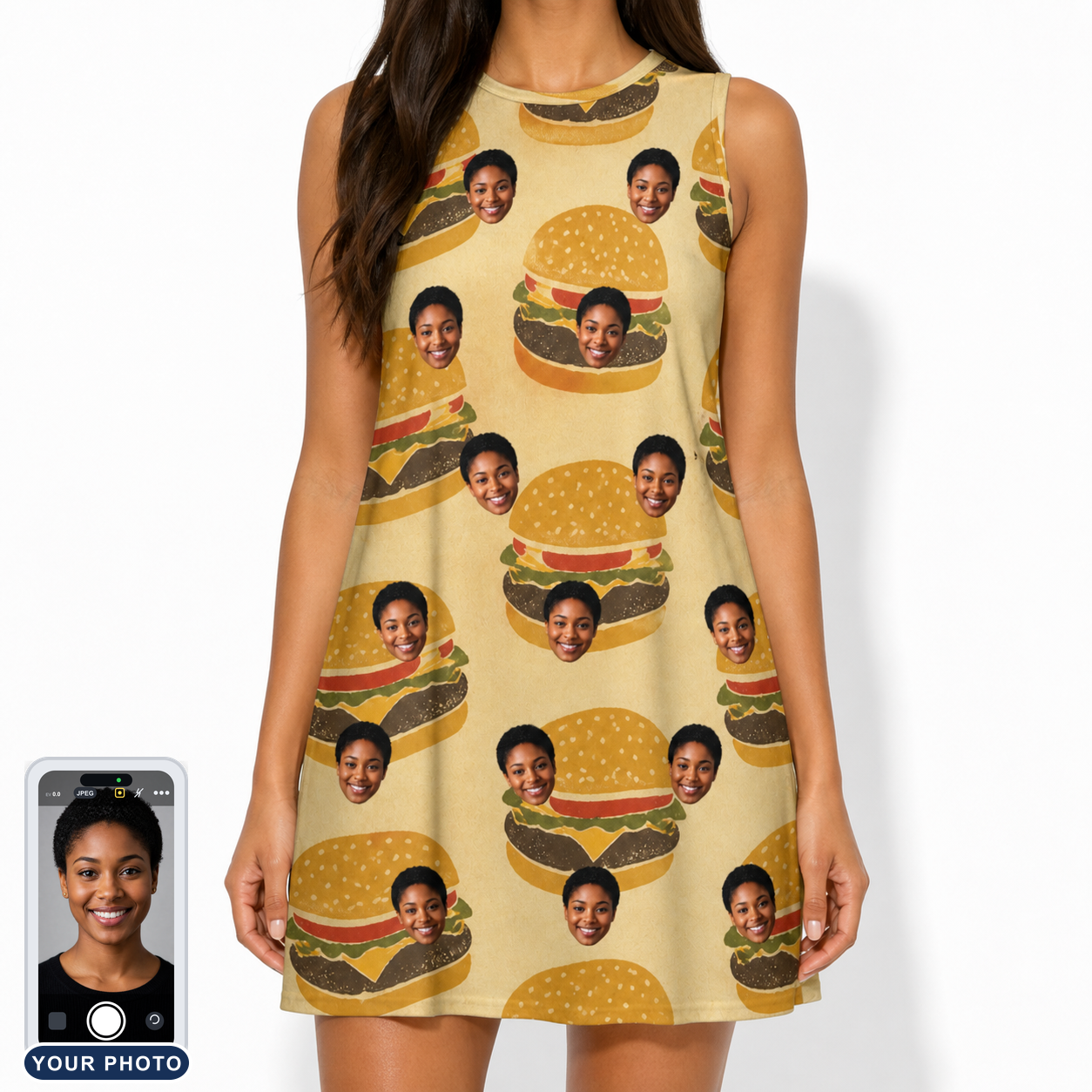 Women's Patty Potluck Custom Face Tank Dress