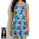 Women's Pastel Pontoons Custom Face V-Neck Dress