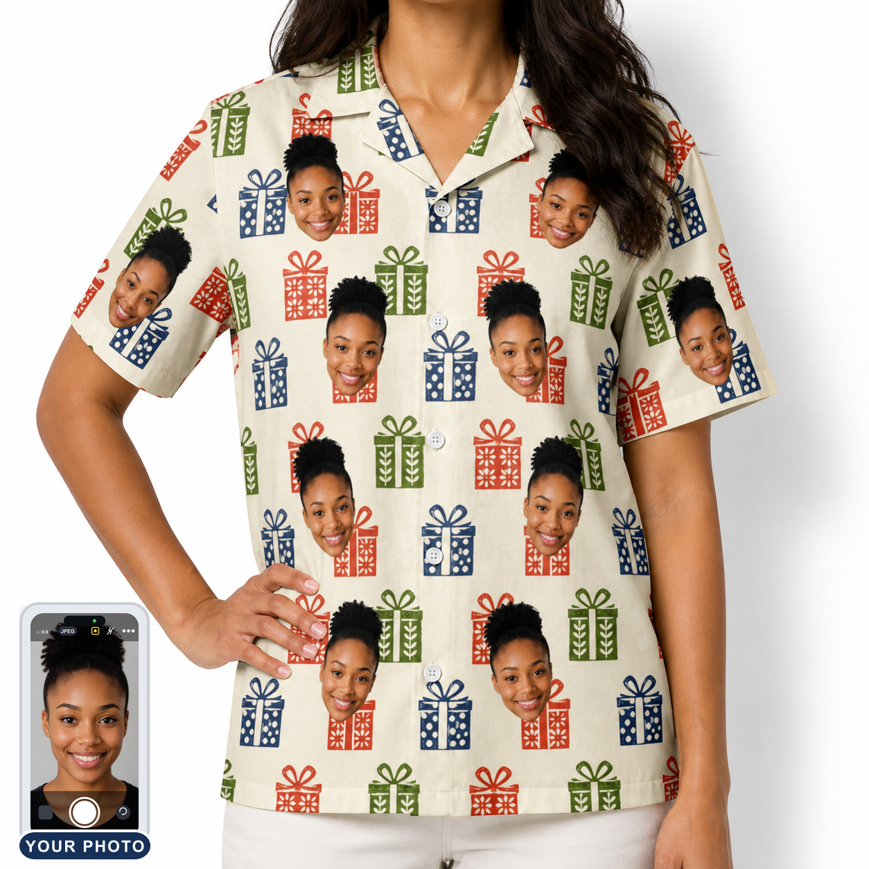 Women's Cheery Crates Custom Face Hawaiian Shirt