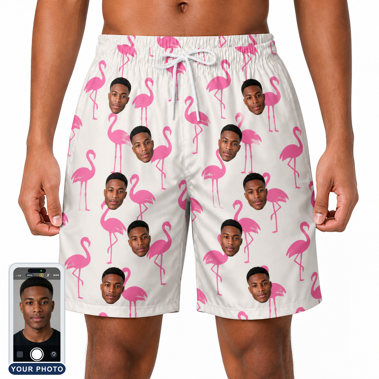 Men's Bubblegum Ballerinas Custom Face Beach Shorts