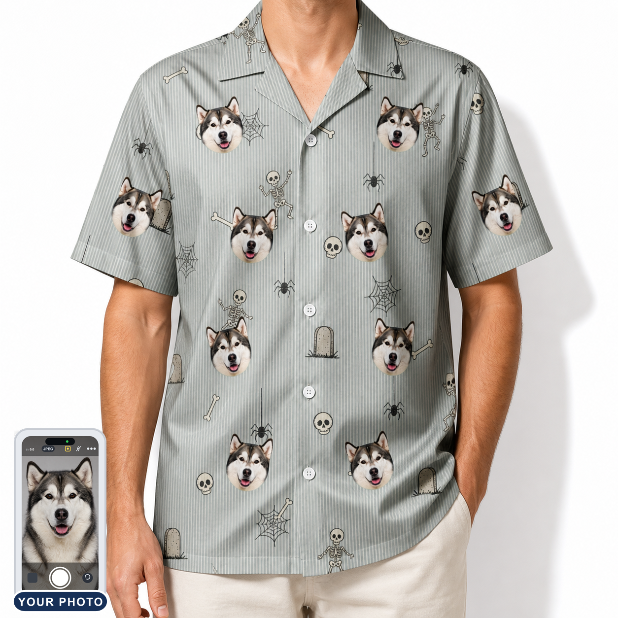 Men's Tombstone Tango Custom Dog Face Hawaiian Shirt
