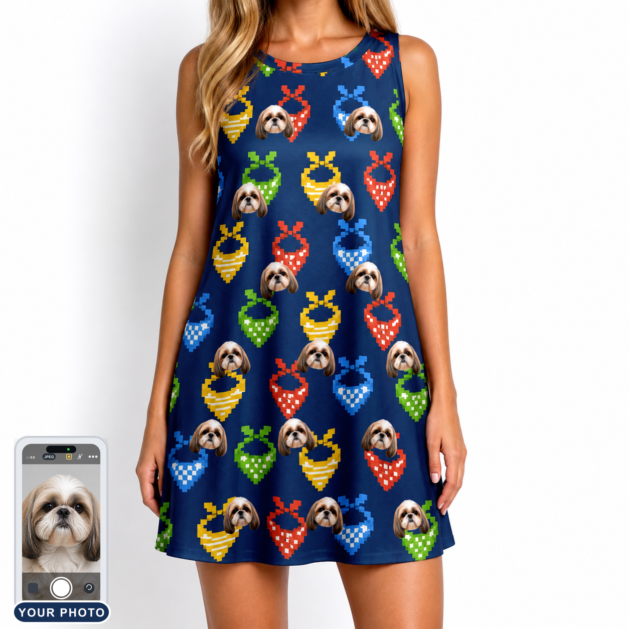 Women's Pawsome Paisley Custom Dog Face Tank Dress