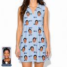 Women's Tri-Tone Tints Custom Face V-Neck Dress
