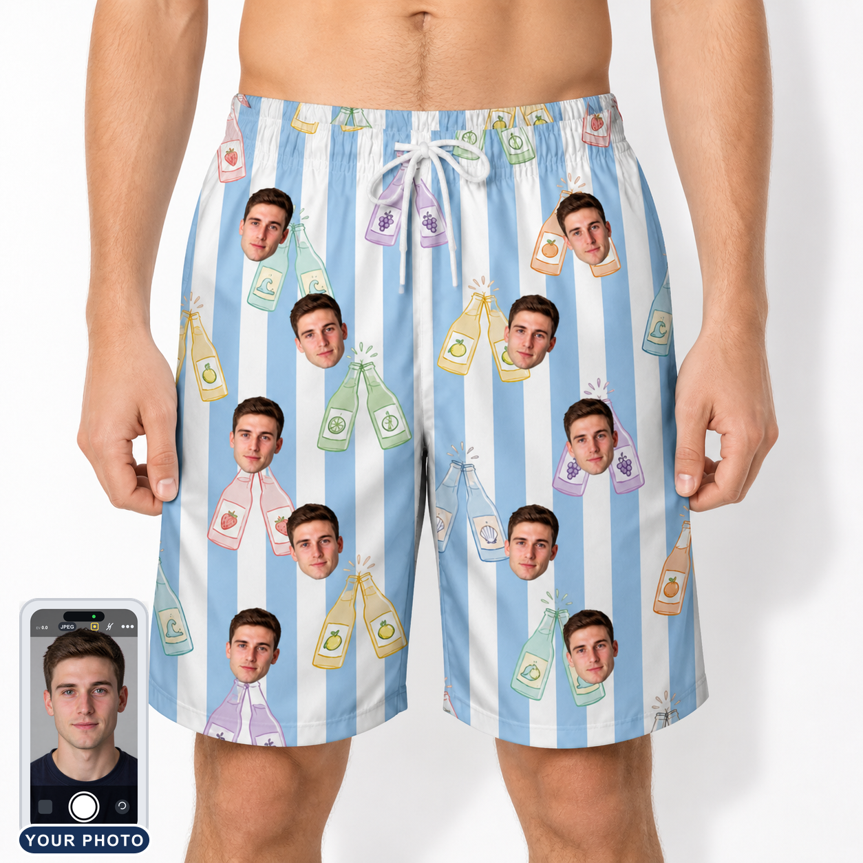 Men's Bottle Belles Custom Face Beach Shorts