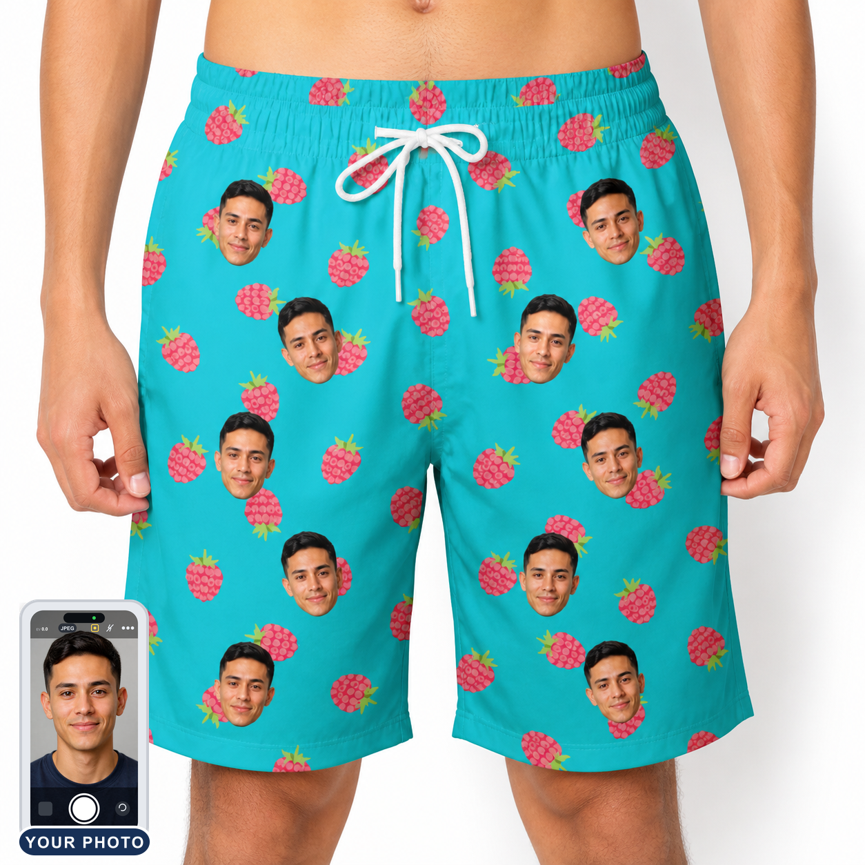 Men's Razzle Riot Custom Face Beach Shorts