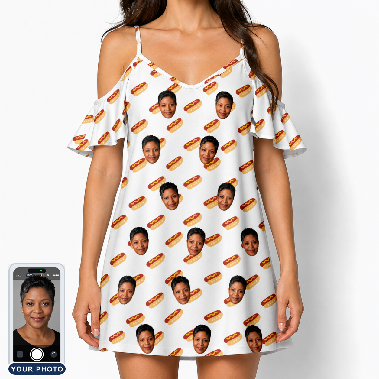 Women's Frank Feast Custom Face Off-Shoulder Dress