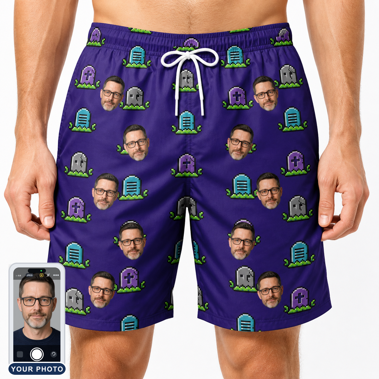 Men's Mirth Markers Custom Face Beach Shorts