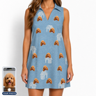 Women's Pooch Porches Custom Dog Face V-Neck Dress