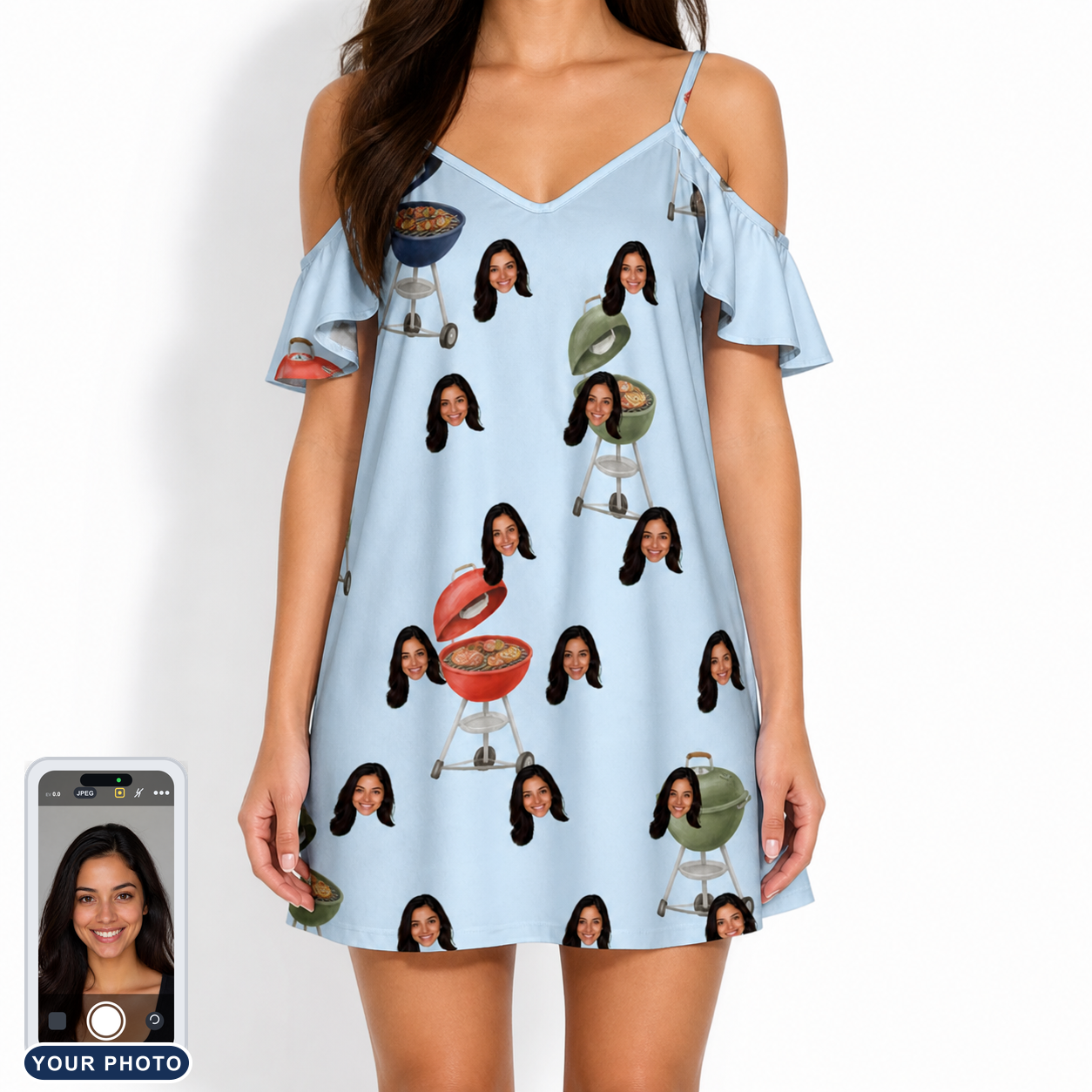 Women's Pitmaster Swagger Custom Face Off-Shoulder Dress