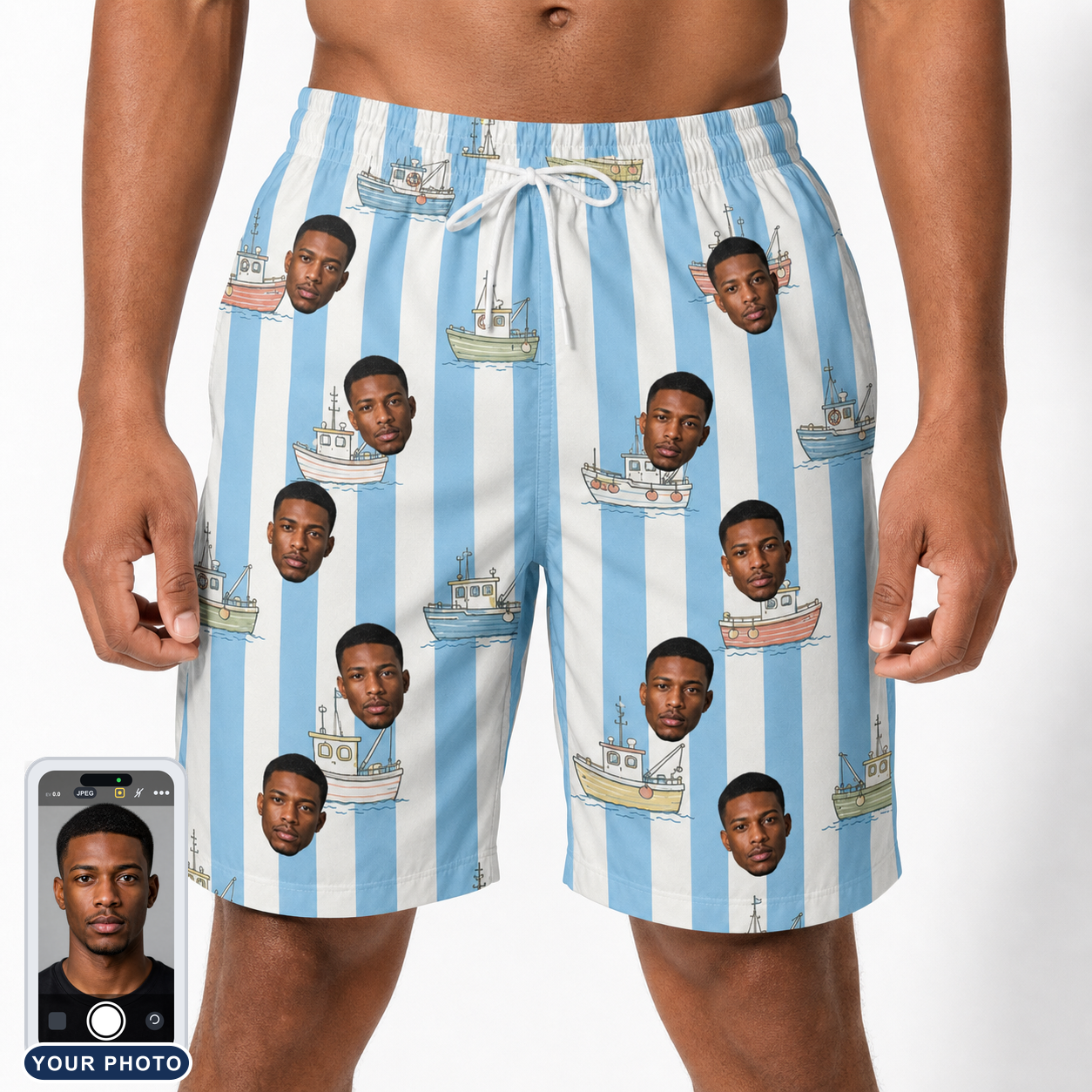 Men's Dockside Drifters Custom Face Beach Shorts