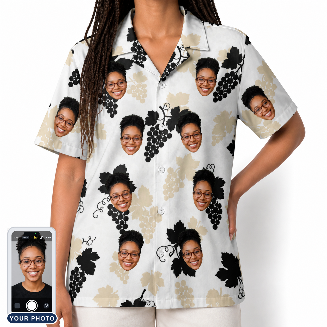 Women's Juicy Jewels Custom Face Hawaiian Shirt