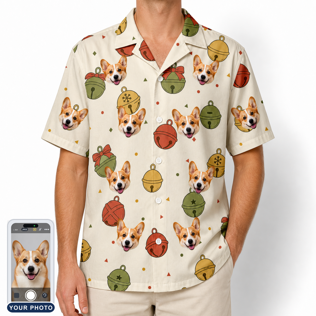 Men's Chime Charms Custom Dog Face Hawaiian Shirt