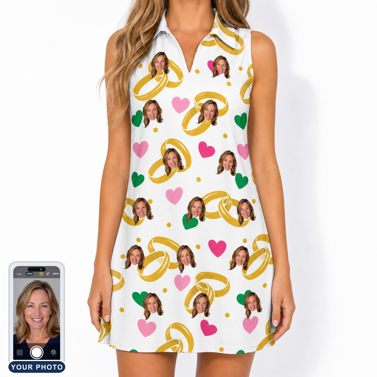 Women's Saltkissed Circles Custom Face V-Neck Dress