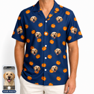 Men's Orange Oddities Custom Dog Face Hawaiian Shirt