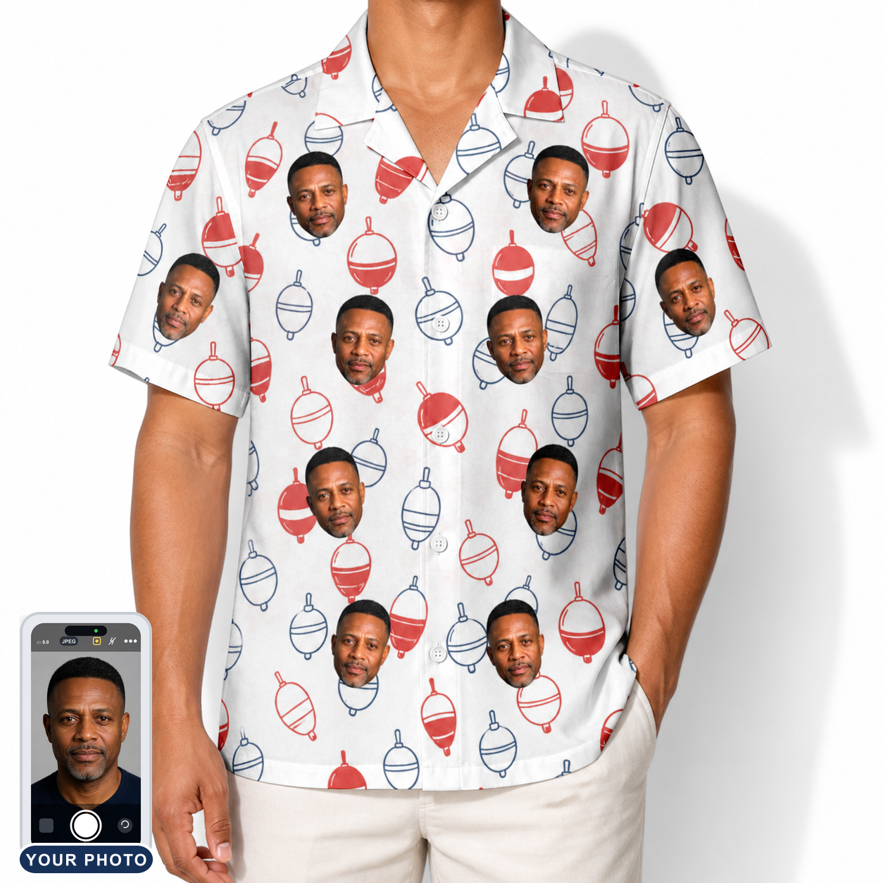 Men's Bobber Bop Custom Face Hawaiian Shirt