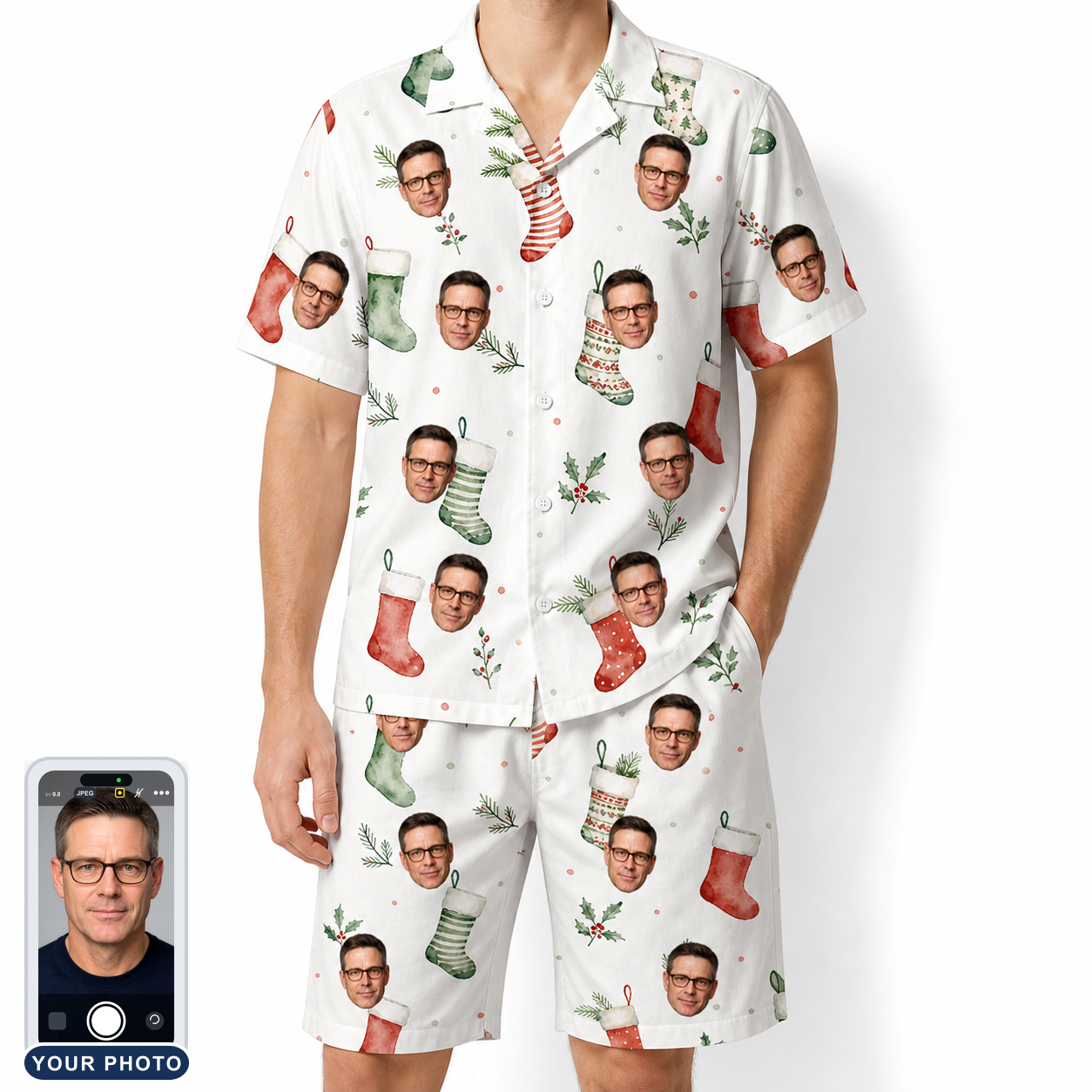 Men's Hearth Hangers Custom Face Shirt & Shorts Set