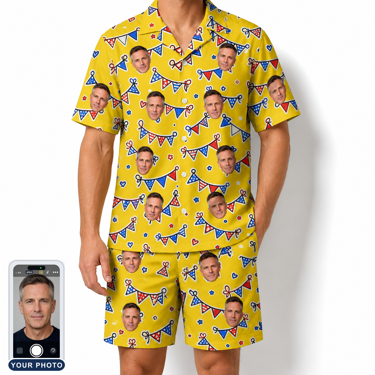 Men's Banner Bash Custom Face Shirt & Shorts Set