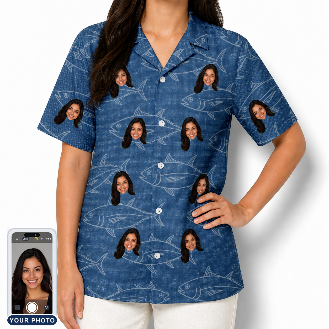 Women's Finny Business Custom Face Hawaiian Shirt