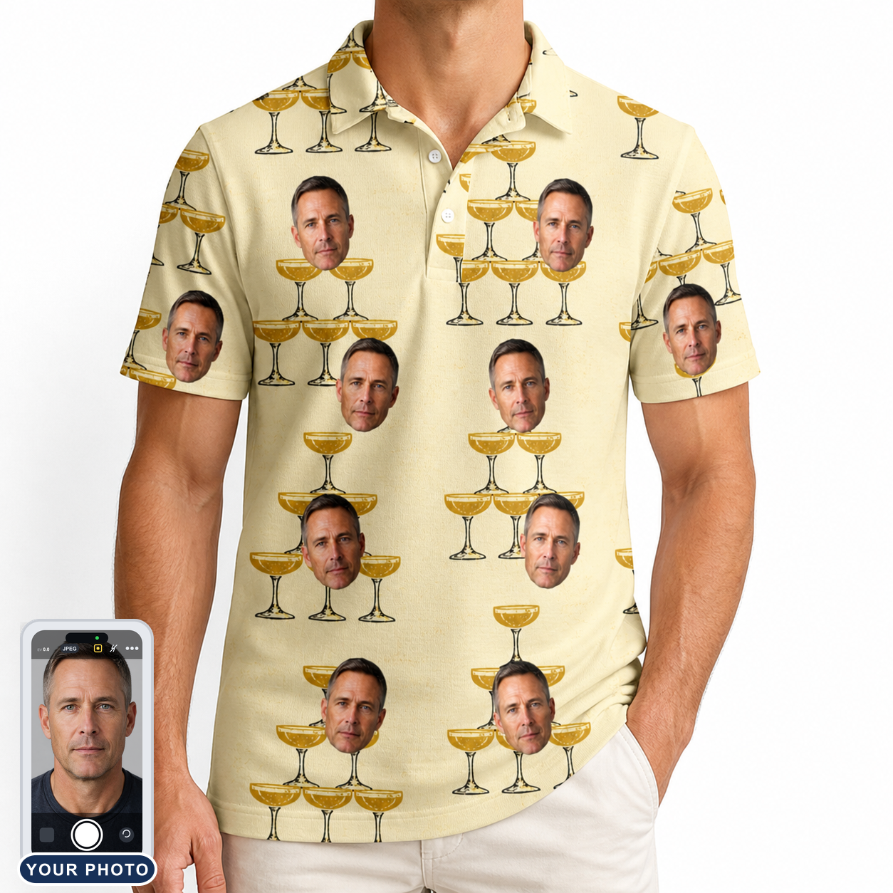 Men's Briny Betrothal Custom Face Polo Shirt