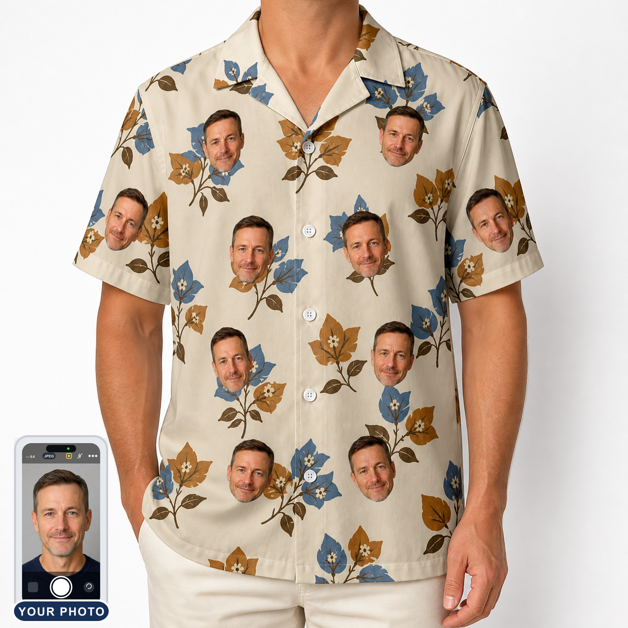 Men's Bougainvillea Bounce Custom Face Hawaiian Shirt